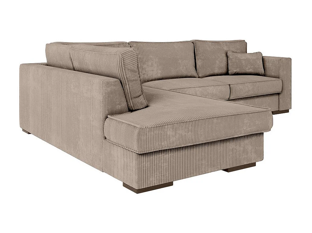 Canapé d'angle gauche Belami XXL 6 places en velours côtelé - Taupe - L303 x P228 x H86cm - Loungitude