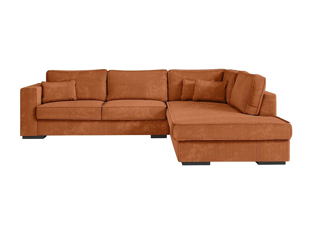 Canapé d'angle droit Belami XXL 6 places en velours côtelé - Terracotta - L303 x P228 x H86cm - Loungitude