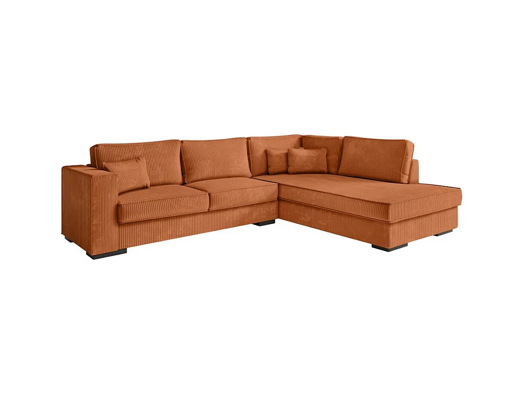 Canapé d'angle droit Belami XXL 6 places en velours côtelé - Terracotta - L303 x P228 x H86cm - Loungitude