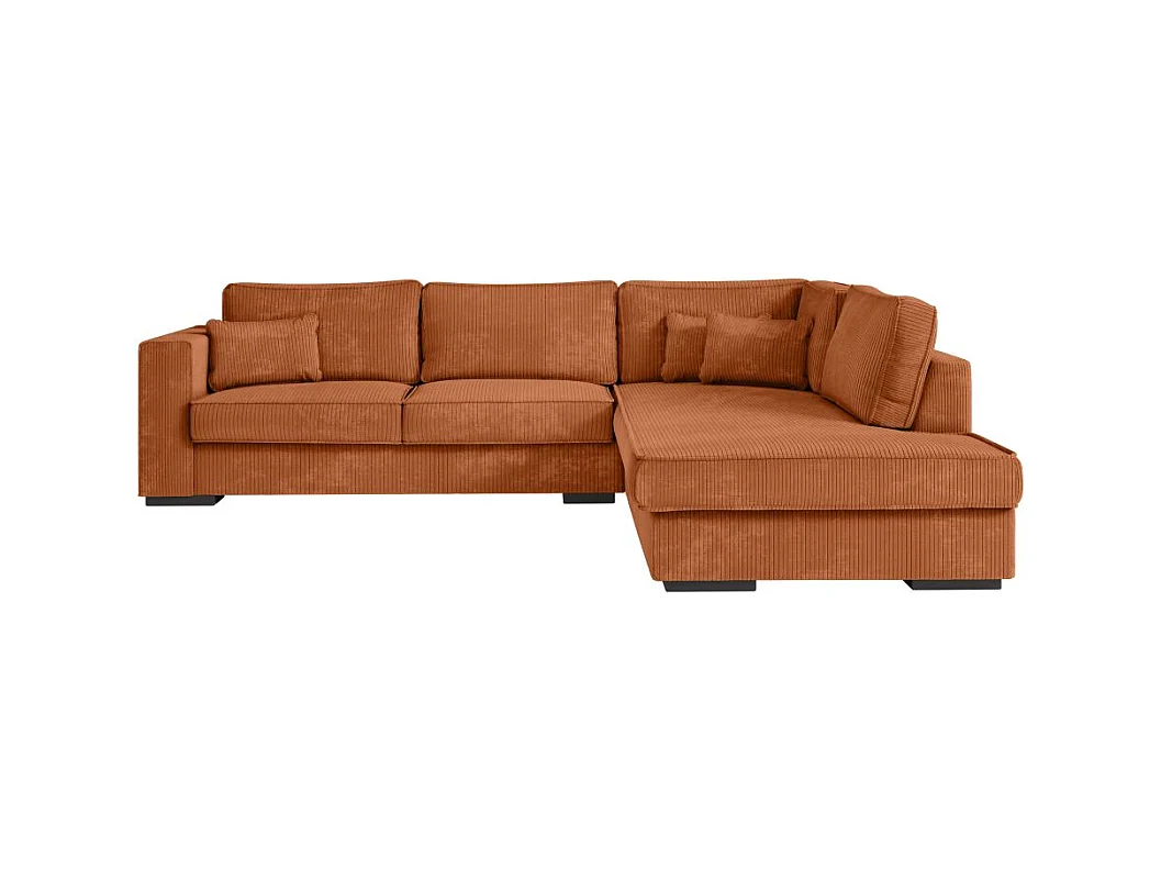 Canapé d'angle droit Belami XXL 6 places en velours côtelé - Terracotta - L303 x P228 x H86cm - Loungitude