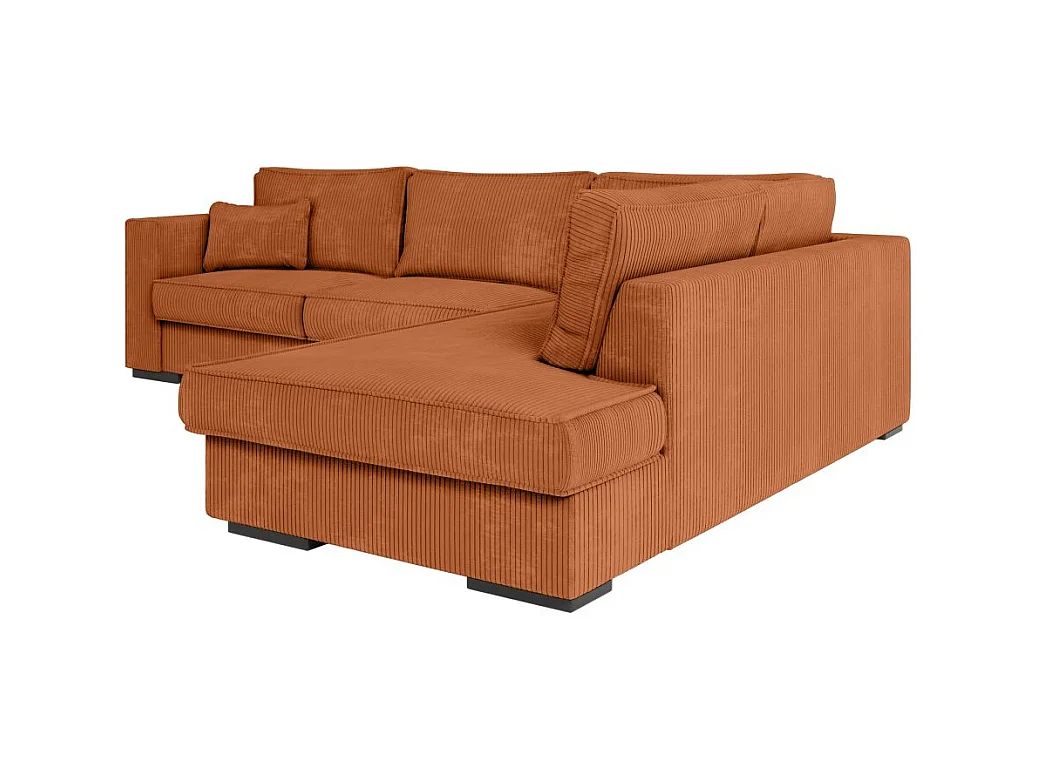Canapé d'angle droit Belami XXL 6 places en velours côtelé - Terracotta - L303 x P228 x H86cm - Loungitude