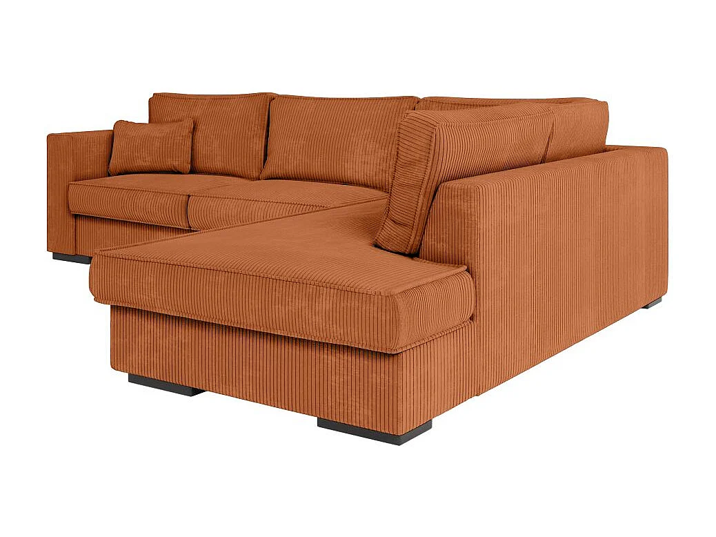 Canapé d'angle droit Belami XXL 6 places en velours côtelé - Terracotta - L303 x P228 x H86cm - Loungitude
