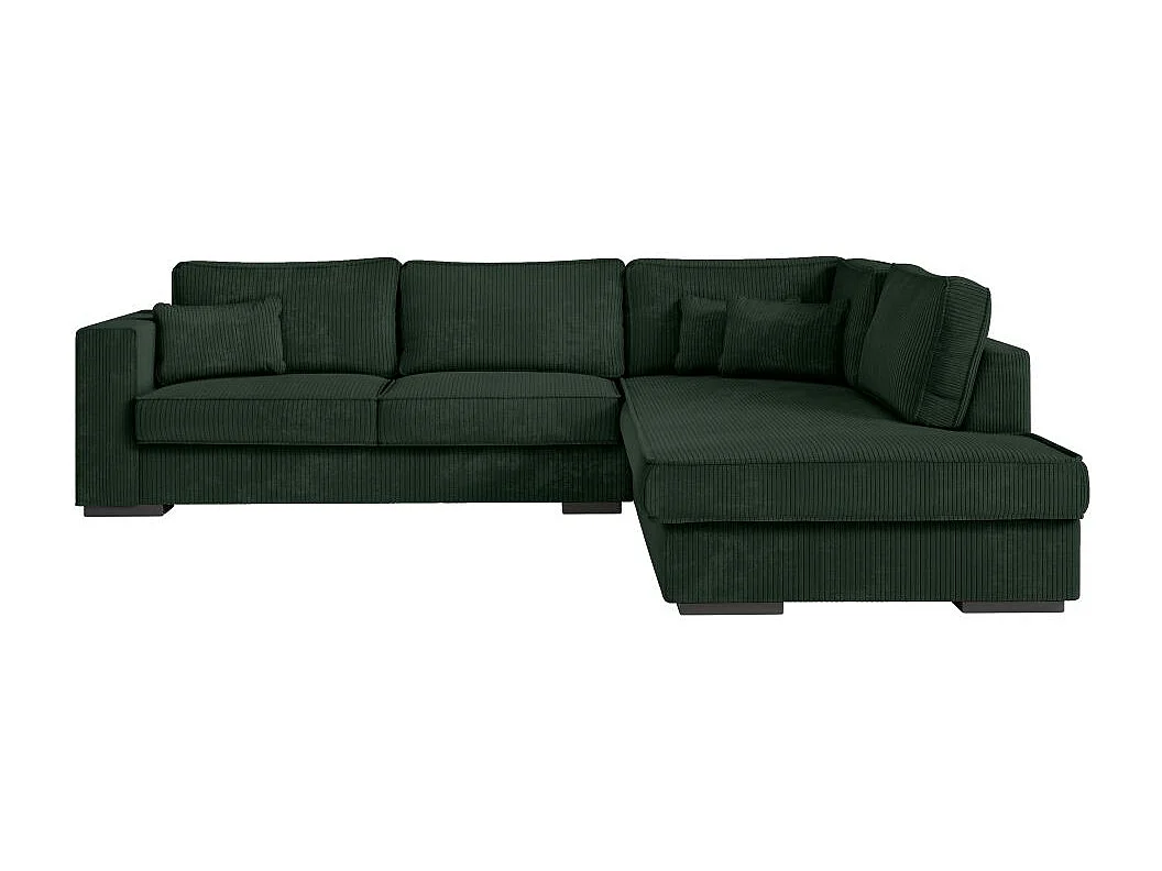 Canapé d'angle droit Belami XXL 6 places en velours côtelé - Vert foncé - L303 x P228 x H86cm - Loungitude