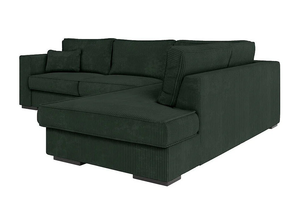 Canapé d'angle droit Belami XXL 6 places en velours côtelé - Vert foncé - L303 x P228 x H86cm - Loungitude