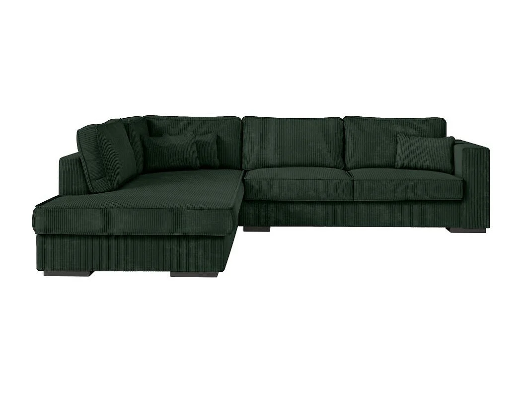 Canapé d'angle gauche Belami XXL 6 places en velours côtelé - Vert foncé - L303 x P228 x H86cm - Loungitude