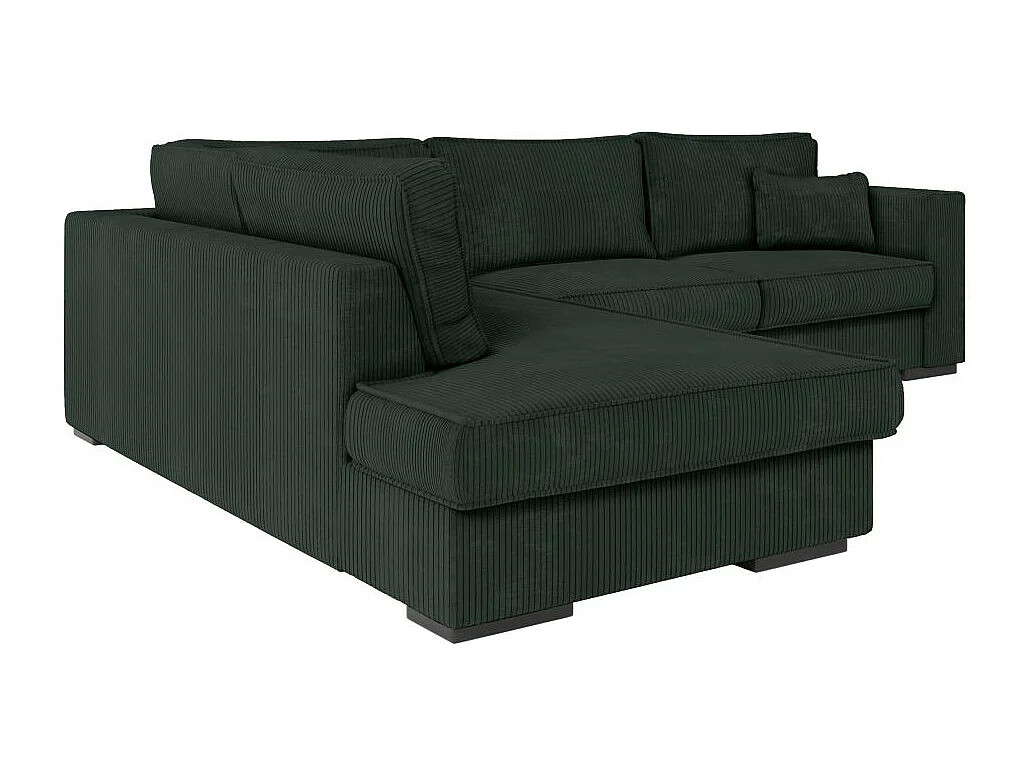 Canapé d'angle gauche Belami XXL 6 places en velours côtelé - Vert foncé - L303 x P228 x H86cm - Loungitude