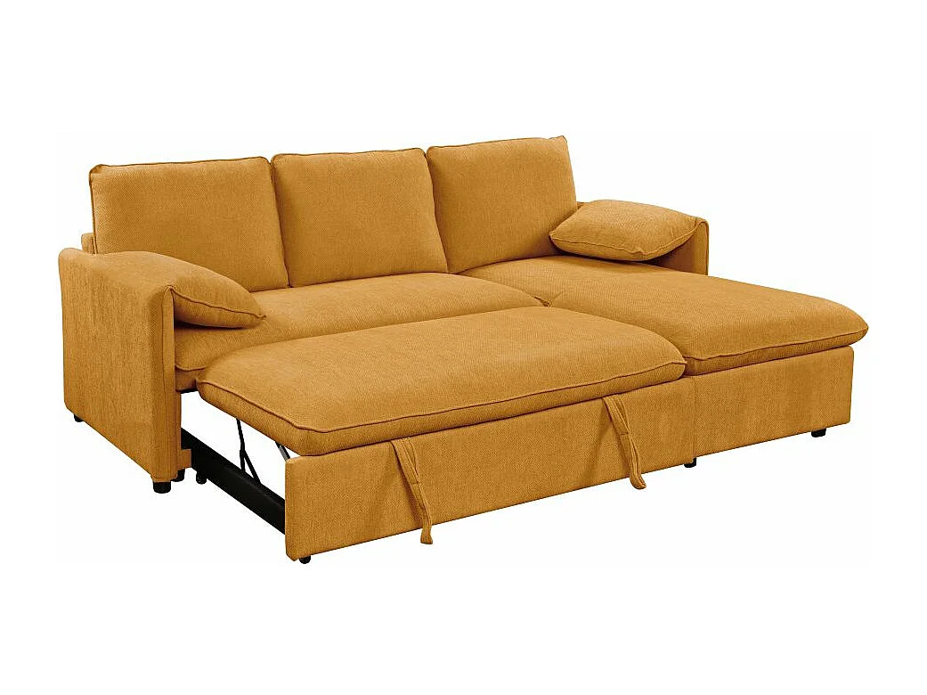 Canapé d'angle réversible 3 places Martin convertible en tissu - Jaune - L233 x P159 x H96cm - Loungitude