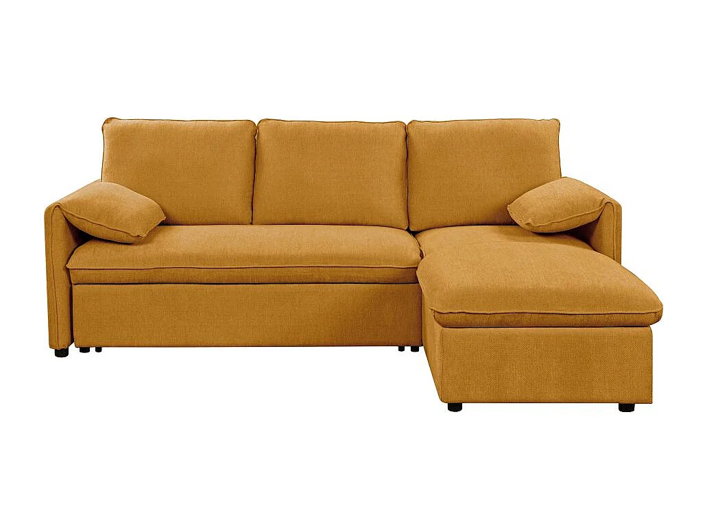 Canapé d'angle réversible 3 places Martin convertible en tissu - Jaune - L233 x P159 x H96cm - Loungitude