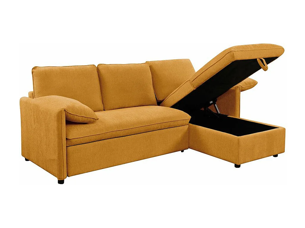 Canapé d'angle réversible 3 places Martin convertible en tissu - Jaune - L233 x P159 x H96cm - Loungitude