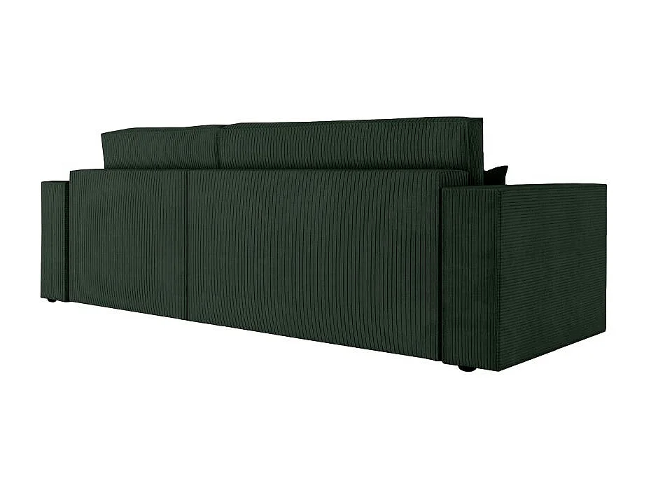 Canapé d'angle 3 places convertible réversible Clarisse avec coffre en velours côtelé- Vert foncé - L269 x P159 x H89cm - Loungitude
