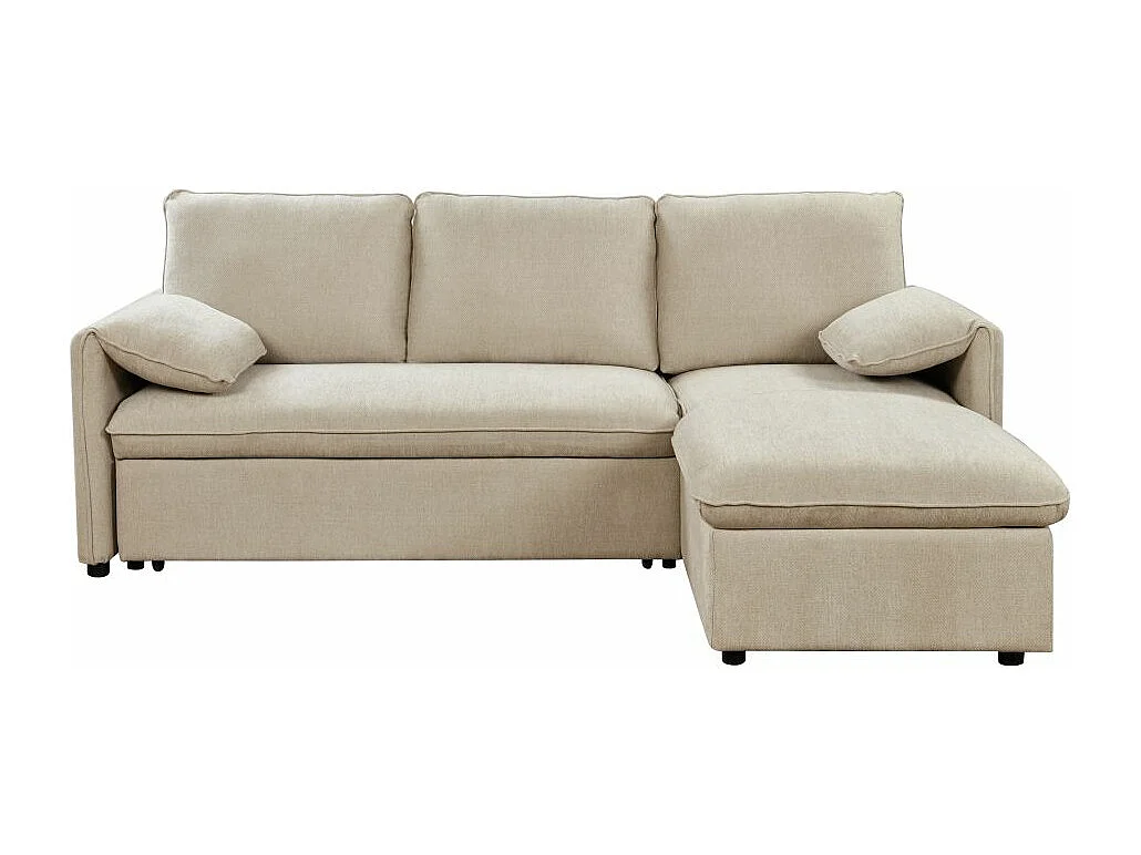 Canapé d'angle réversible 3 places Martin convertible en tissu - Beige - L233 x P159 x H96cm - Loungitude