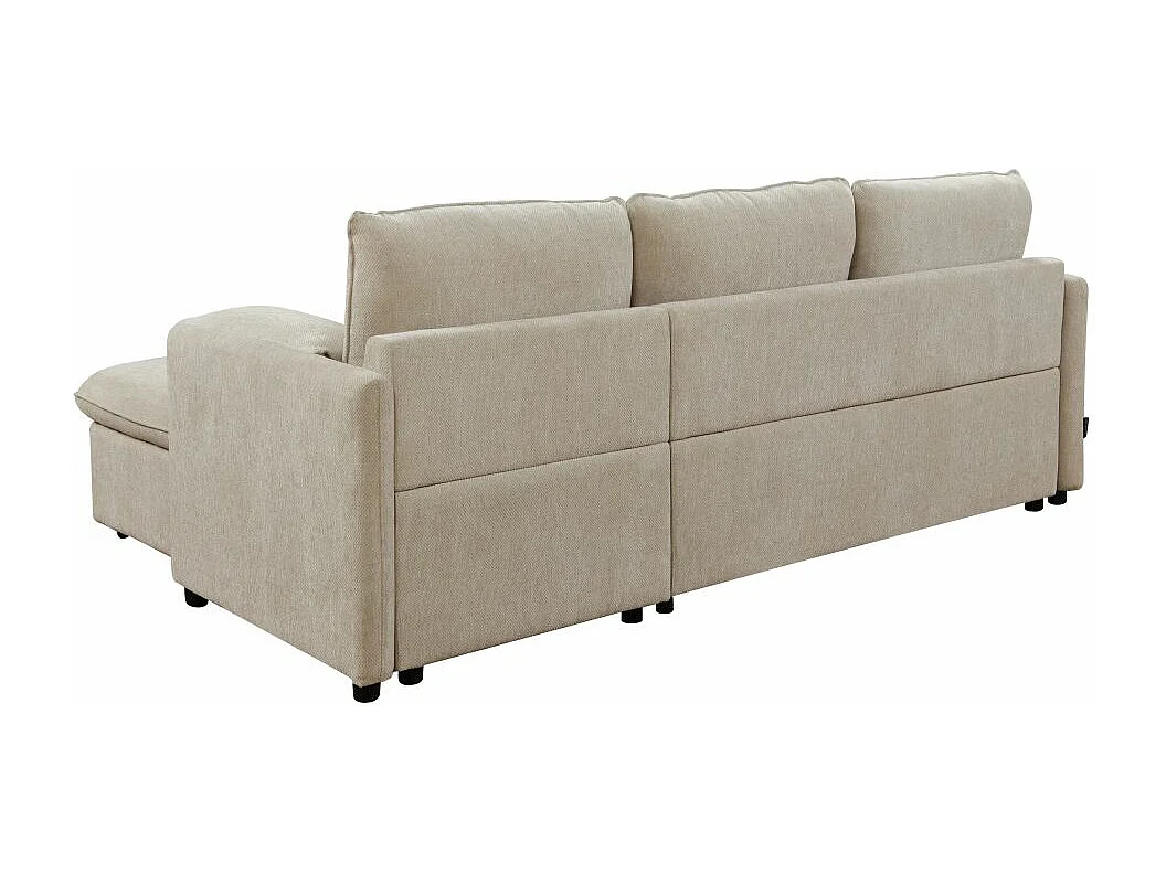 Canapé d'angle réversible 3 places Martin convertible en tissu - Beige - L233 x P159 x H96cm - Loungitude