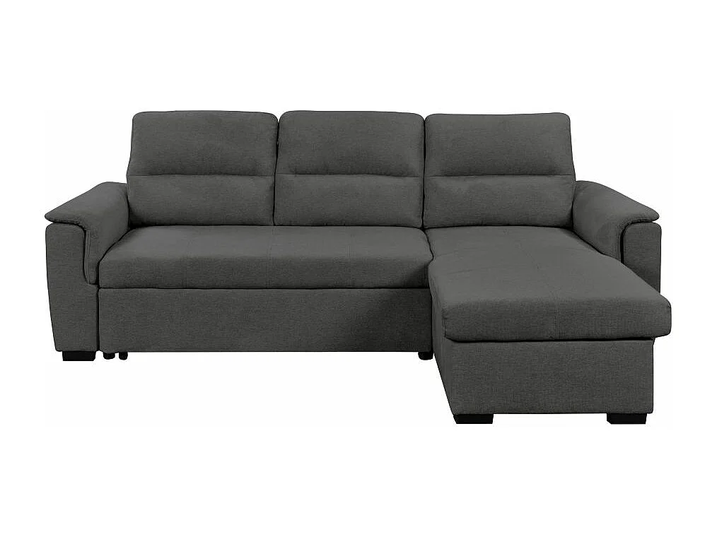 Canapé d'angle 3 places réversible Auguste convertible avec dossier haut en tissu - Gris - L239 x P155 x H98cm - Loungitude