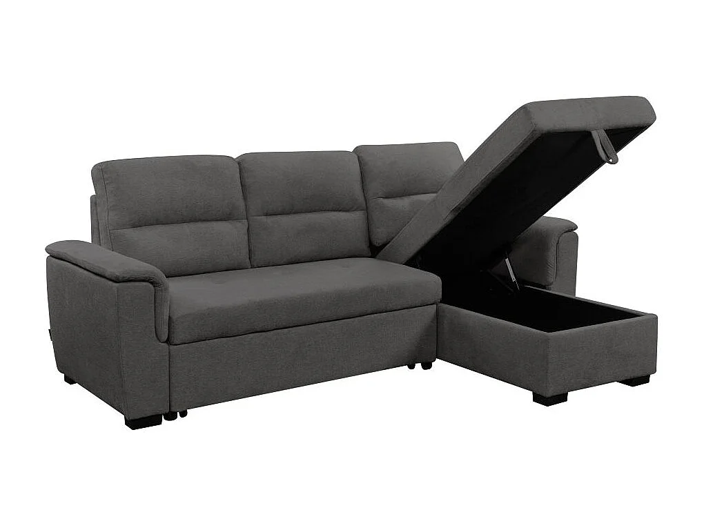 Canapé d'angle 3 places réversible Auguste convertible avec dossier haut en tissu - Gris - L239 x P155 x H98cm - Loungitude