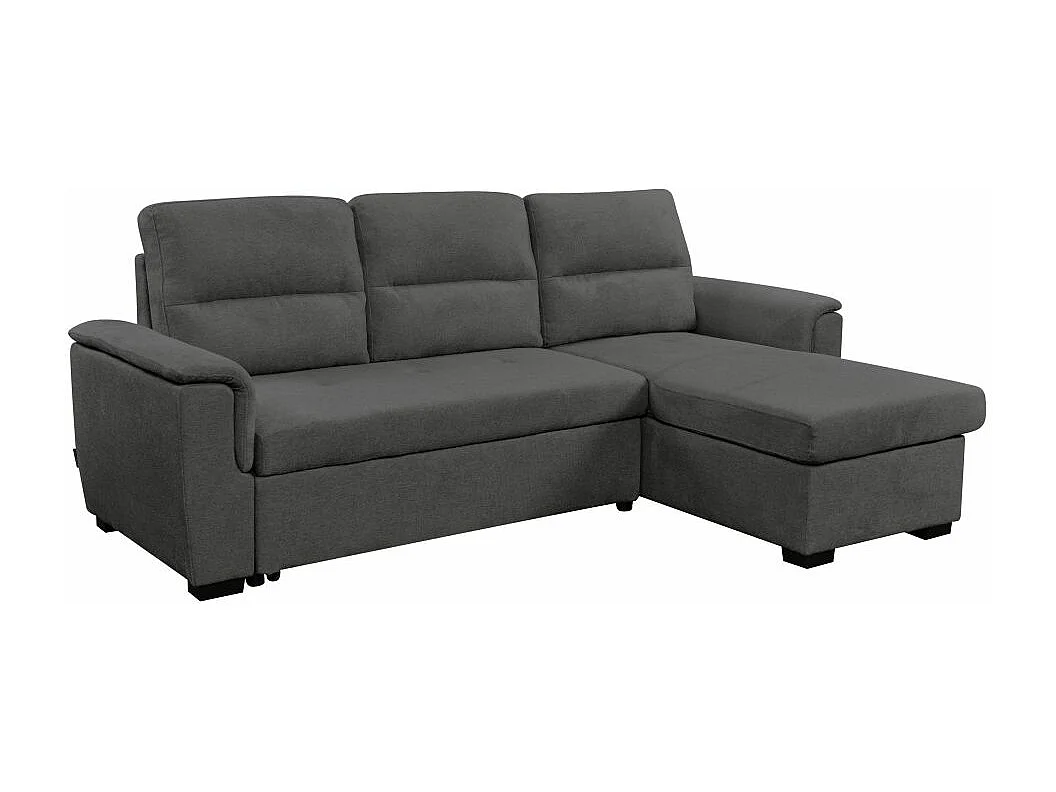 Canapé d'angle 3 places réversible Auguste convertible avec dossier haut en tissu - Gris - L239 x P155 x H98cm - Loungitude
