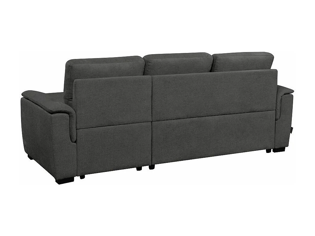Canapé d'angle 3 places réversible Auguste convertible avec dossier haut en tissu - Gris - L239 x P155 x H98cm - Loungitude