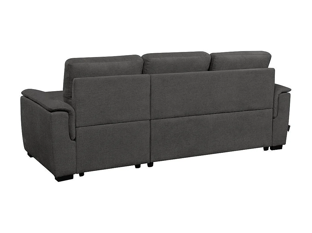 Canapé d'angle 3 places réversible Auguste convertible avec dossier haut en tissu - Gris - L239 x P155 x H98cm - Loungitude
