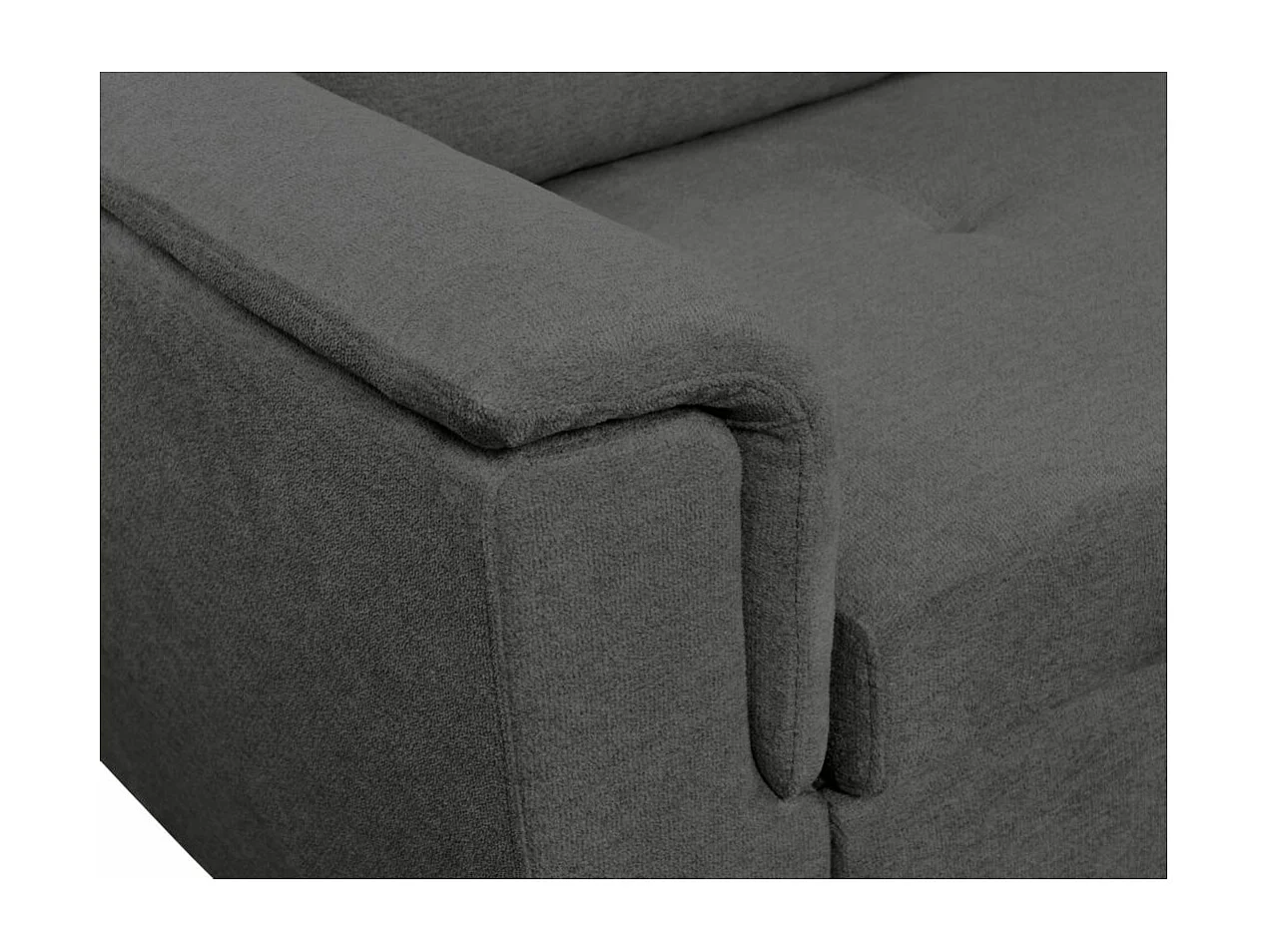 Canapé d'angle 3 places réversible Auguste convertible avec dossier haut en tissu - Gris - L239 x P155 x H98cm - Loungitude