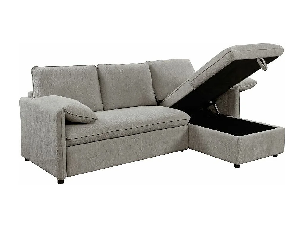 Canapé d'angle réversible 3 places Martin convertible en tissu - Gris - L233 x P159 x H96cm - Loungitude