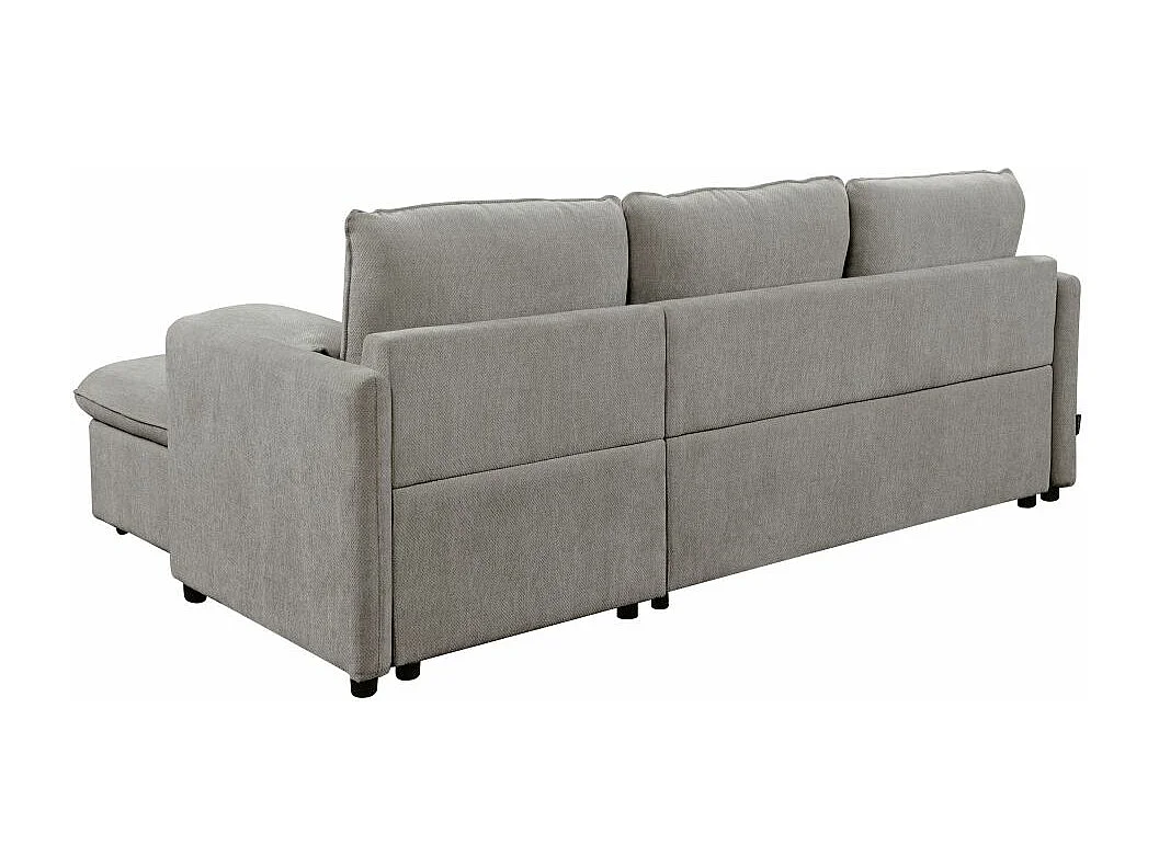 Canapé d'angle réversible 3 places Martin convertible en tissu - Gris - L233 x P159 x H96cm - Loungitude