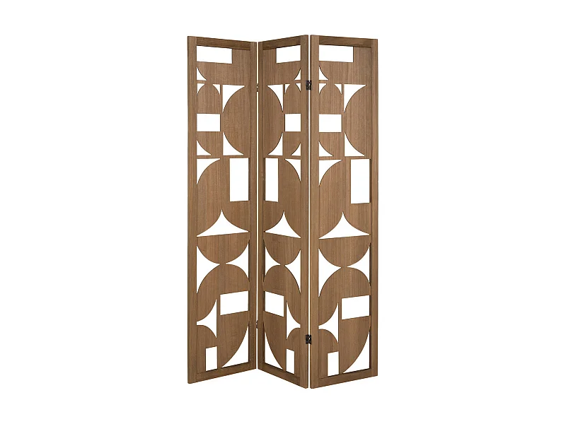 Paravent en Bois Marron design graphique moderne H 170 cm