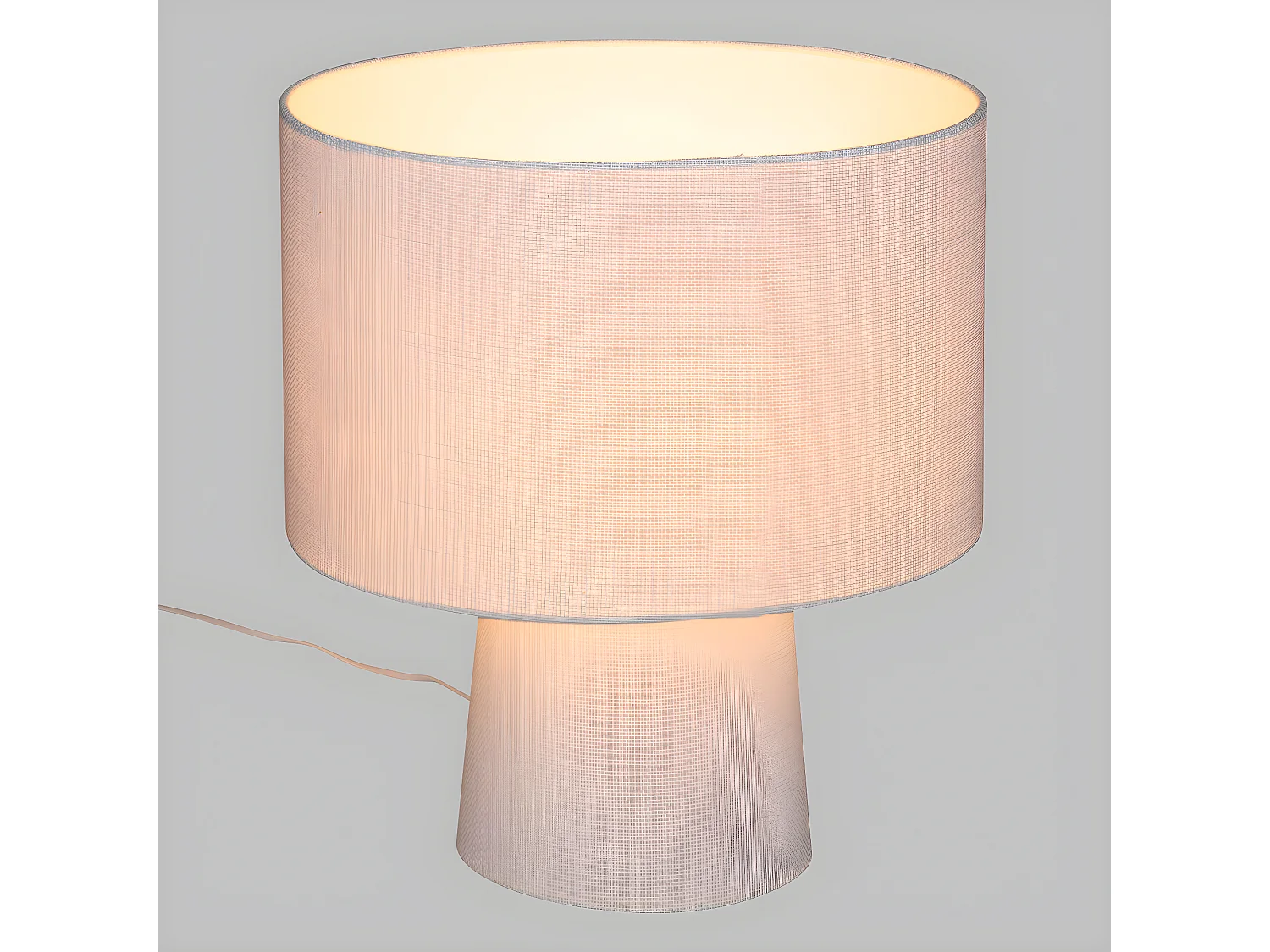 Lampe à poser en métal et tissu Blanc H 45 cm