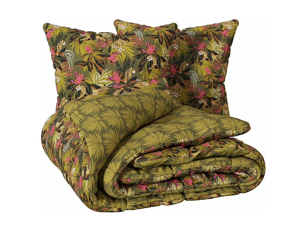 Parure de lit 2 Personnes 240 x 220 cm Housse de couette avec 2 taies en Coton Imprimé Boudoir