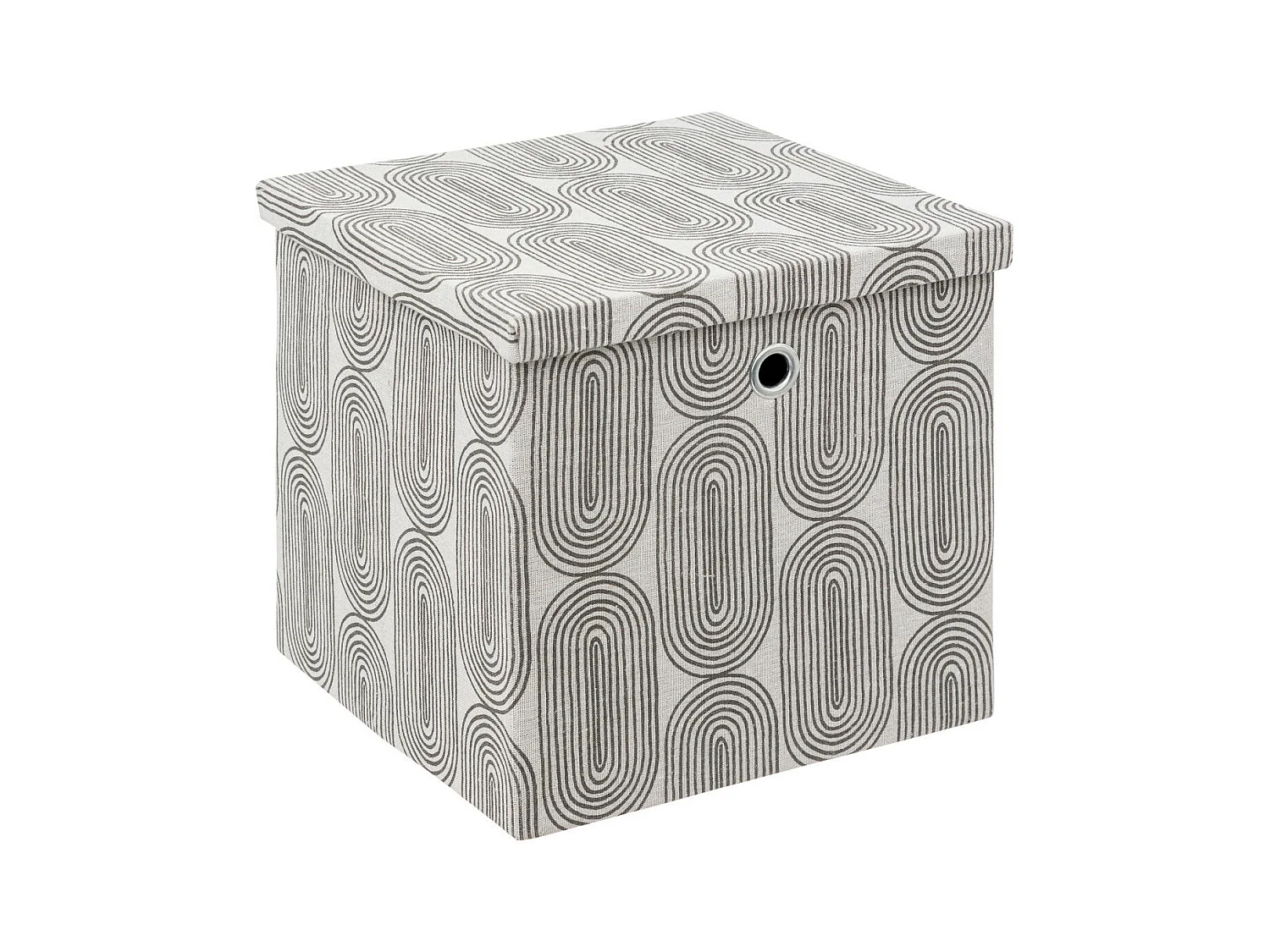 Boite de rangement avec couvercle 31 x 31 x 31 cm tissu Gris & Blanc