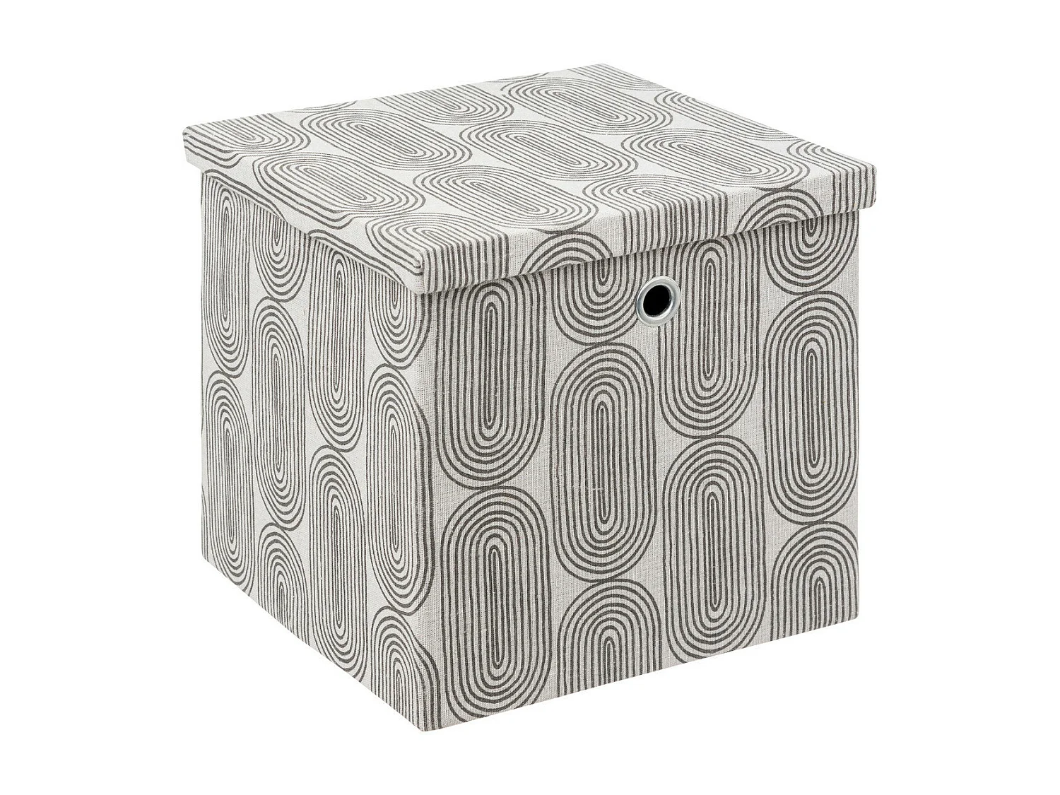 Boite de rangement avec couvercle 31 x 31 x 31 cm tissu Gris & Blanc