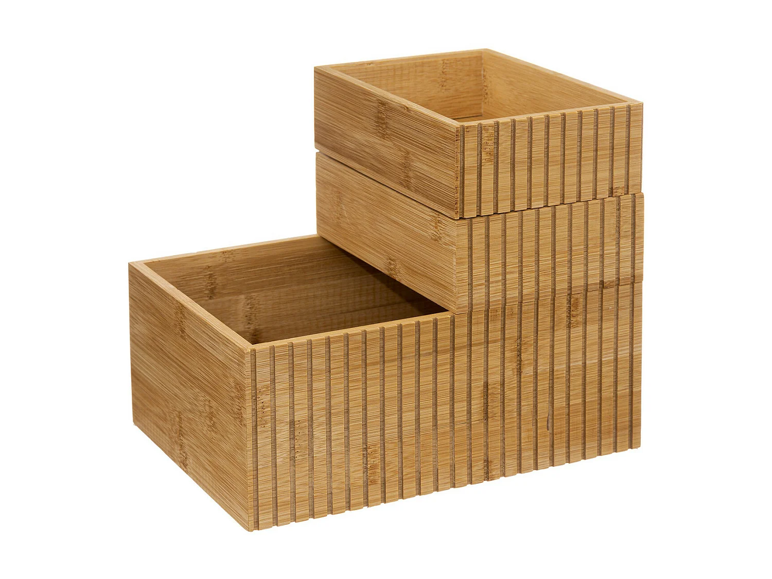 Organiseur modulable 3 Boites de rangement superposables en Bambou
