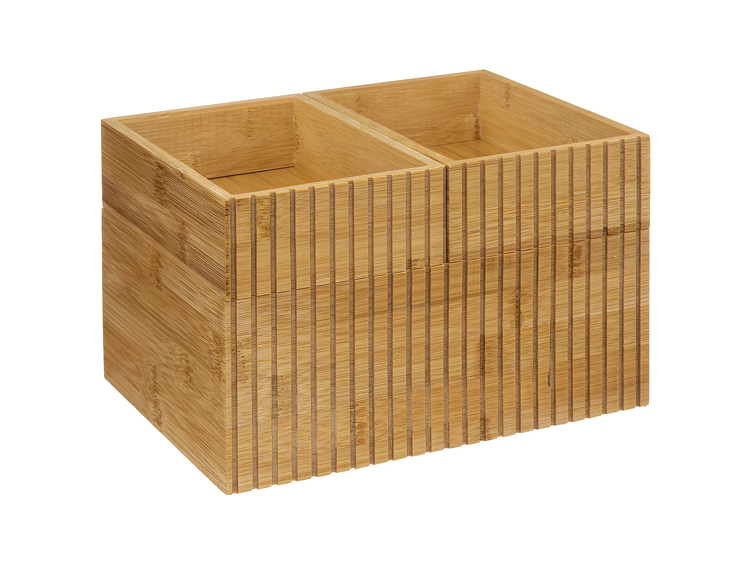 Organiseur modulable 3 Boites de rangement superposables en Bambou