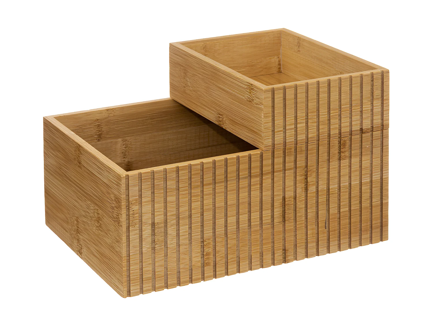 Organiseur modulable 3 Boites de rangement superposables en Bambou