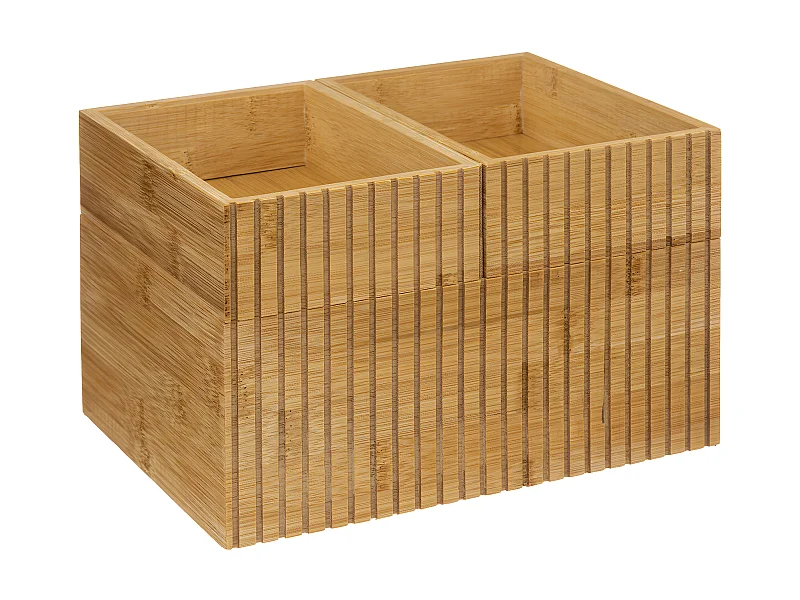Organiseur modulable 3 Boites de rangement superposables en Bambou