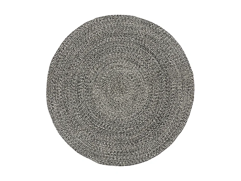 Tapis décoratif rond en Coton bicolore Noir et Beige lin D 120 cm