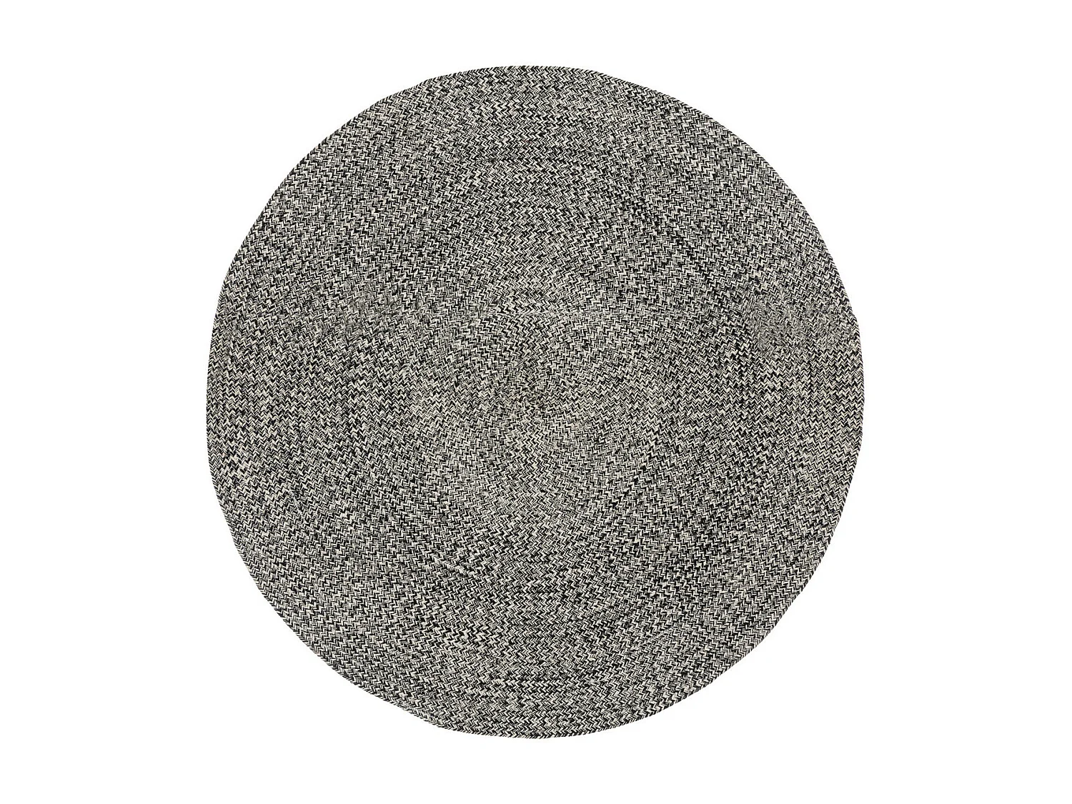 Tapis décoratif rond en Coton bicolore Noir et Beige lin D 120 cm