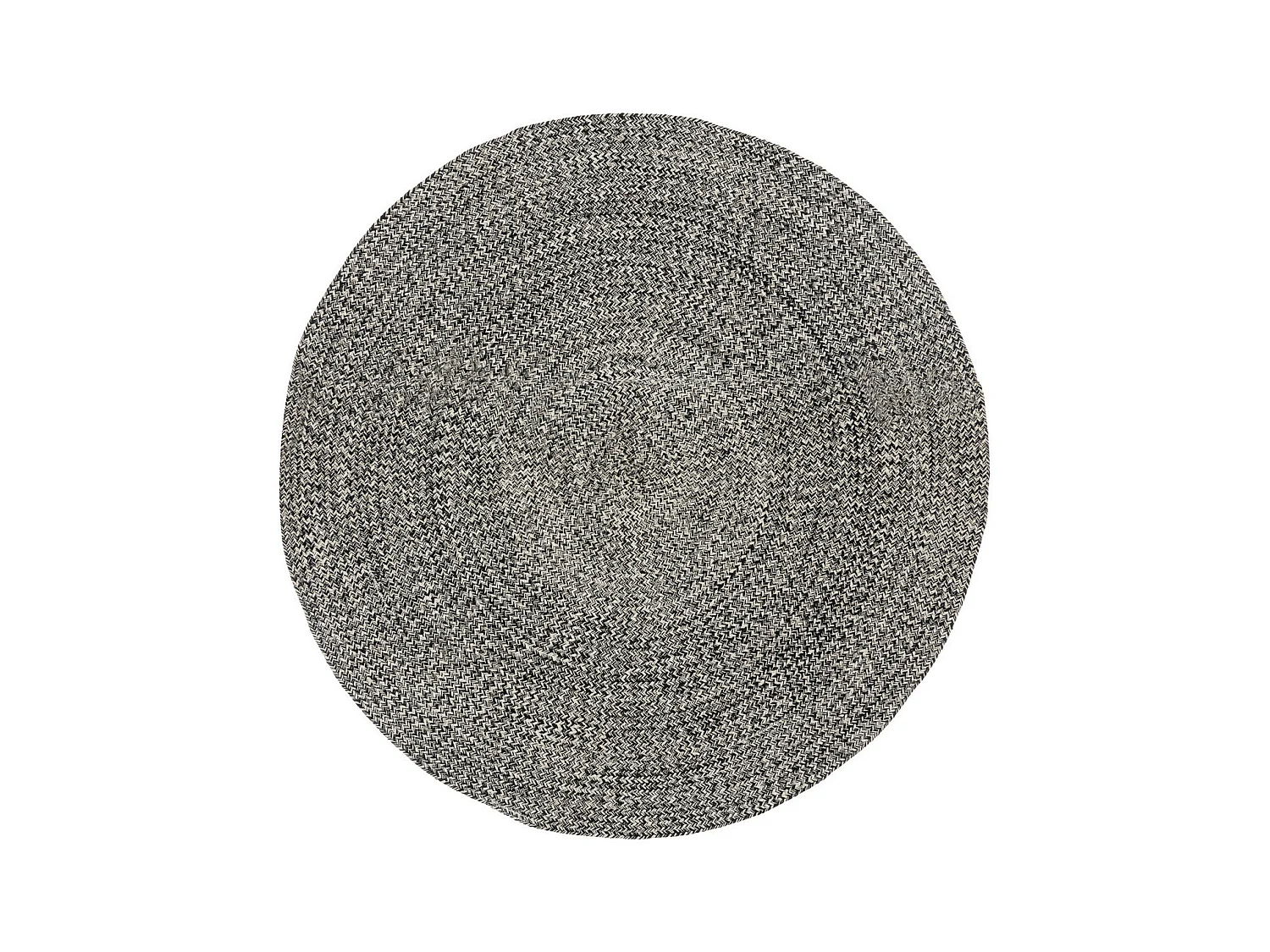 Tapis décoratif rond en Coton bicolore Noir et Beige lin D 120 cm