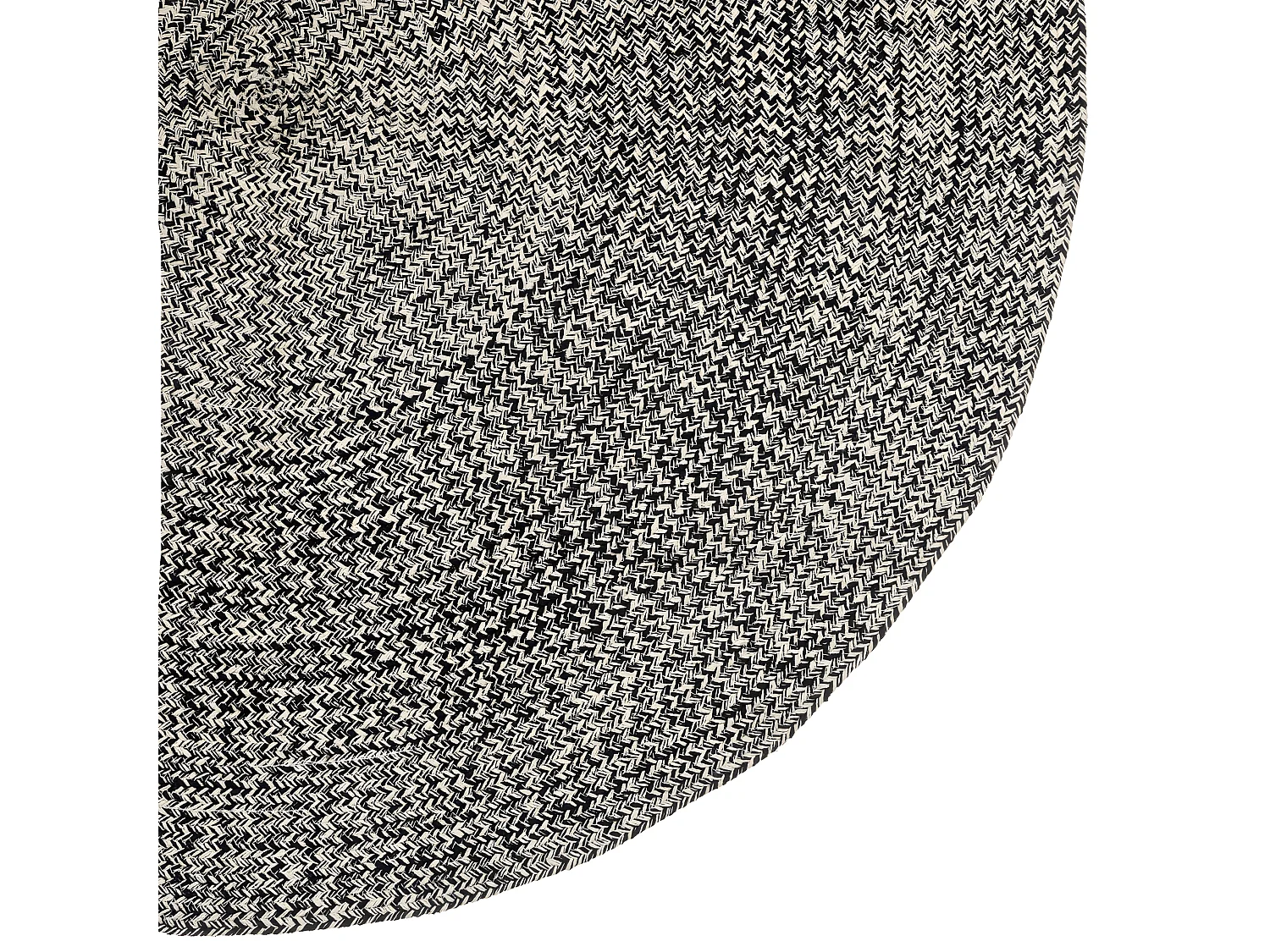 Tapis décoratif rond en Coton bicolore Noir et Beige lin D 120 cm