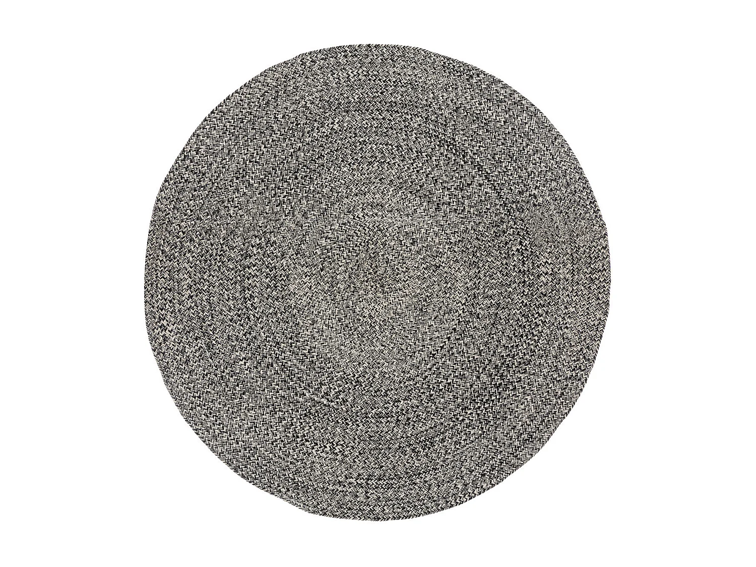 Tapis décoratif rond en Coton bicolore Noir et Beige lin D 120 cm