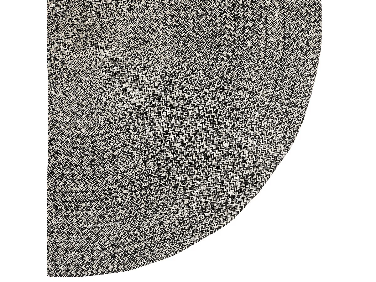 Tapis décoratif rond en Coton bicolore Noir et Beige lin D 120 cm