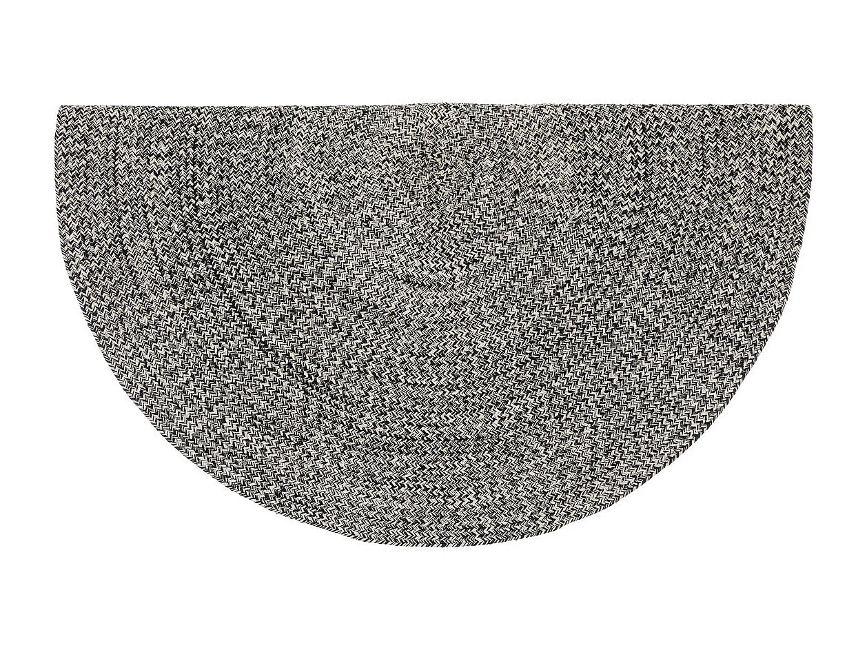 Tapis décoratif rond en Coton bicolore Noir et Beige lin D 120 cm