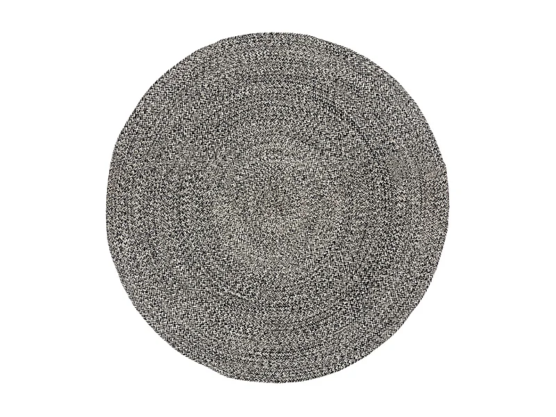 Tapis décoratif rond en Coton bicolore Noir et Beige lin D 120 cm