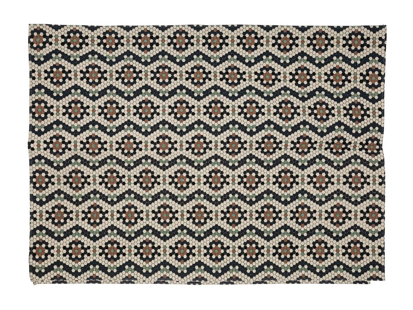Tapis décoratif en Coton Bleu et Ivoire 120 x170 cm
