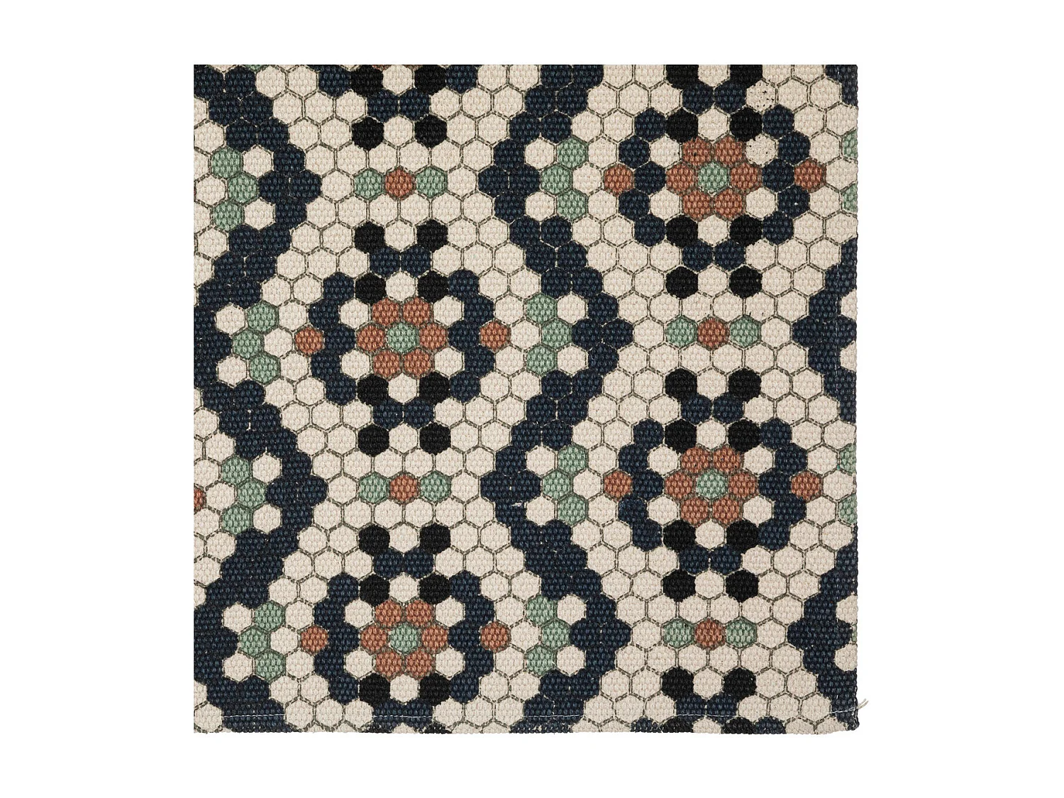 Tapis décoratif en Coton Bleu et Ivoire 120 x170 cm