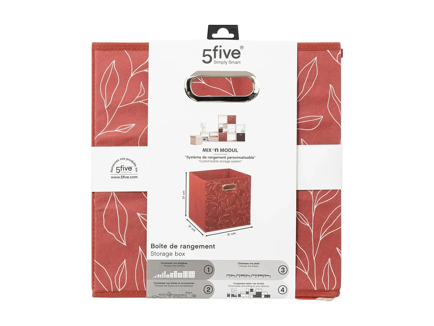 Boîte de rangement Terracotta avec déco 31 x 31 x 31 cm