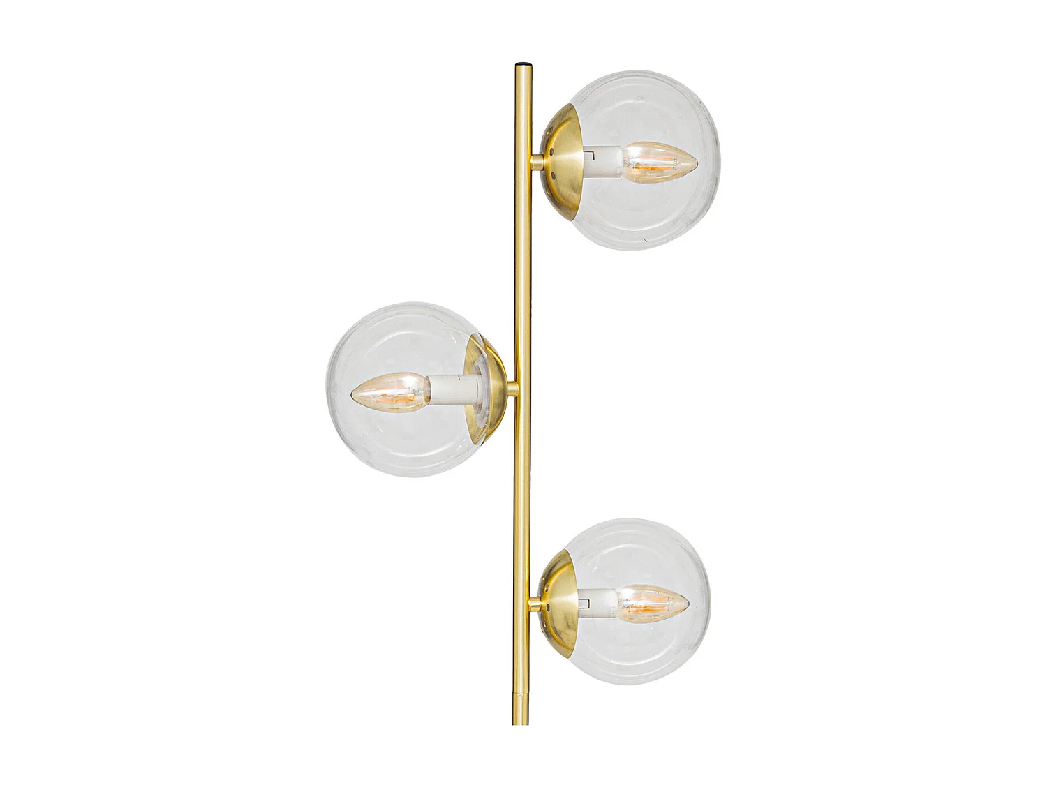 Lampadaire 3 Globes en Verre et métal Doré H 162 cm