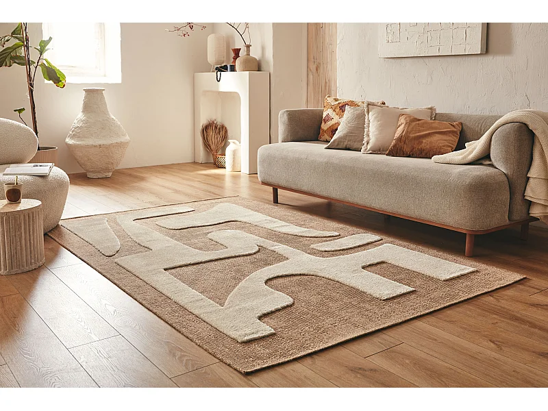 Tapis de salon - Palma - graphique - Blanc - 200x290