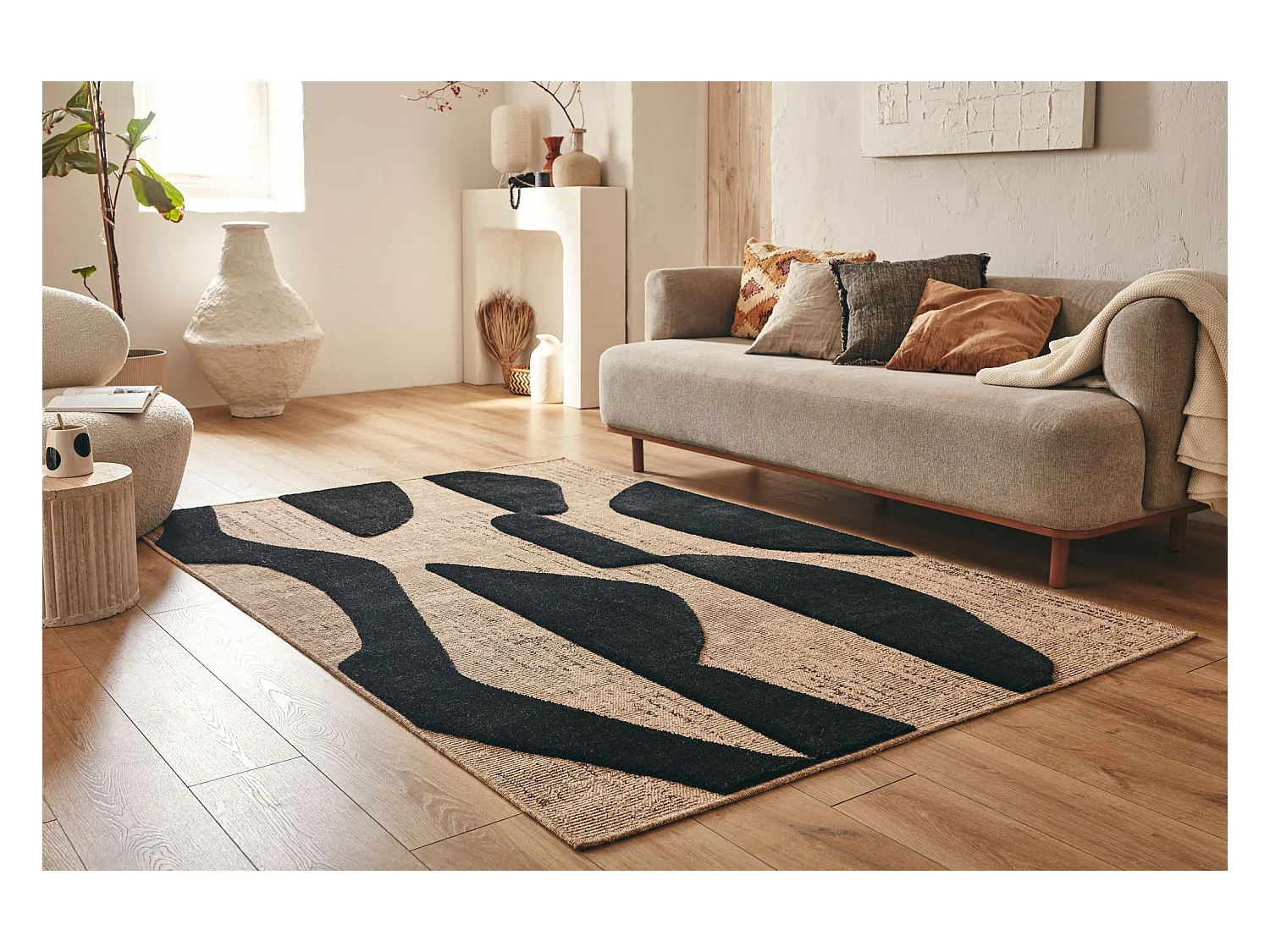 Tapis de salon - Palma - relief - Noir - 200x290