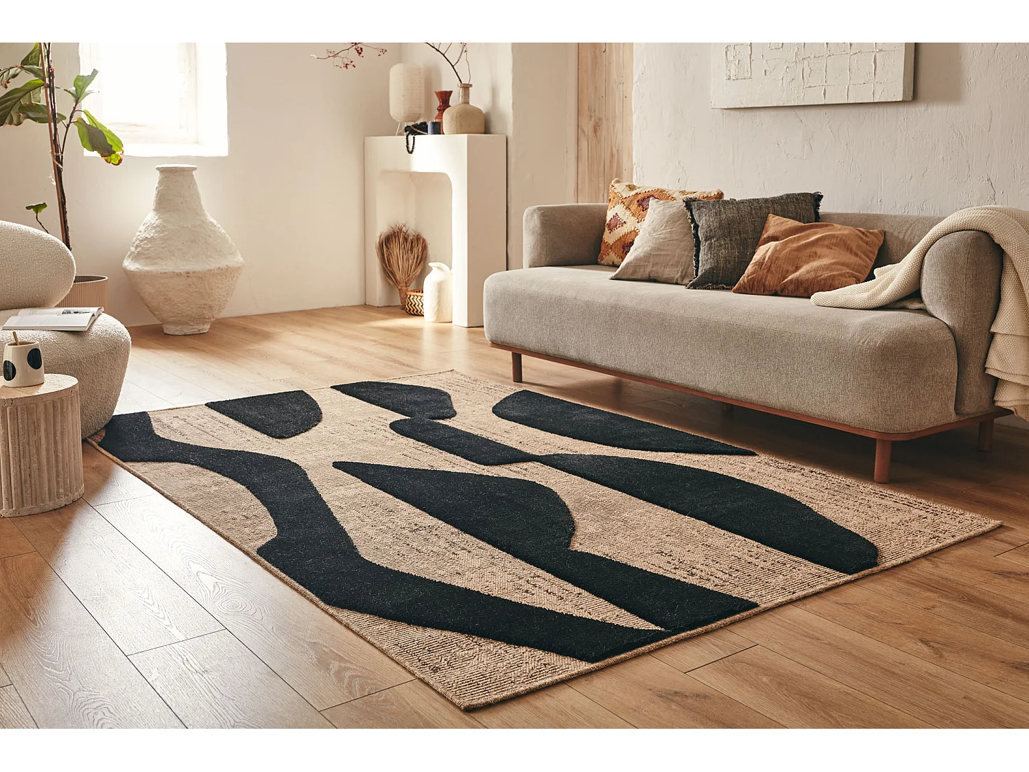 Tapis de salon - Palma - relief - Noir - 200x290