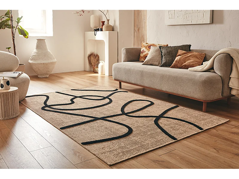 Tapis de salon - Palma - abstrait - Noir - 200x290