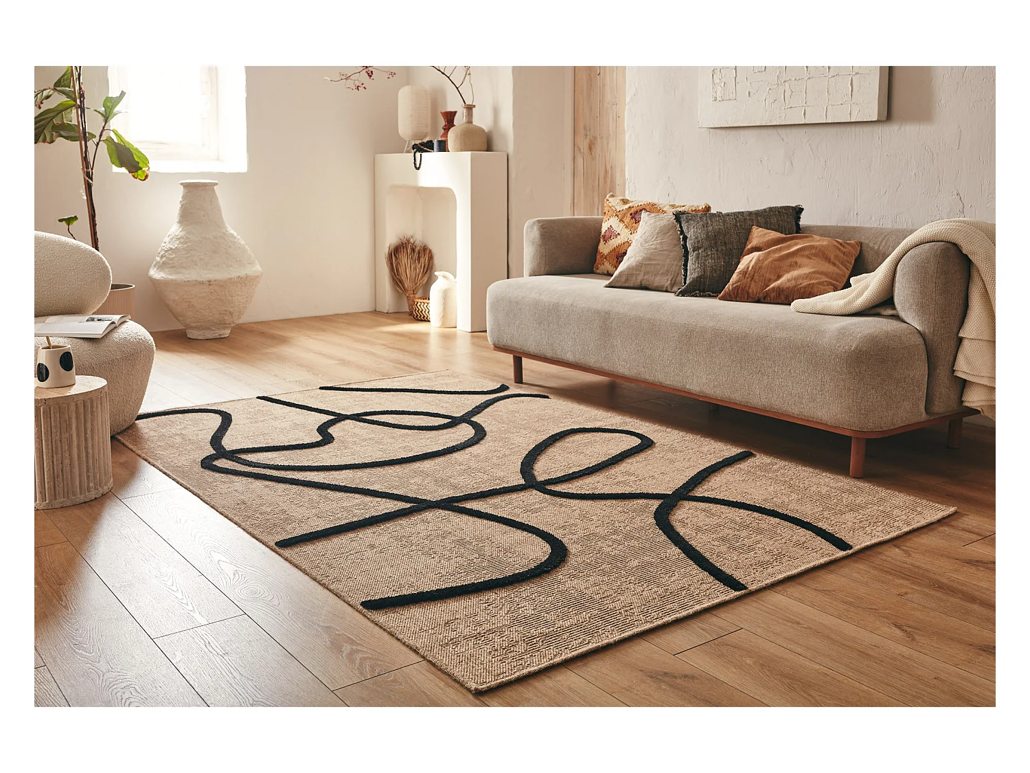 Tapis de salon - Palma - abstrait - Noir - 200x290